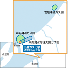 地図:新潟工場とガス田